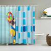 Funny Little Cat Dog Bathing Shower Curtain Cartoon Animals Printed Bathroom Curtain