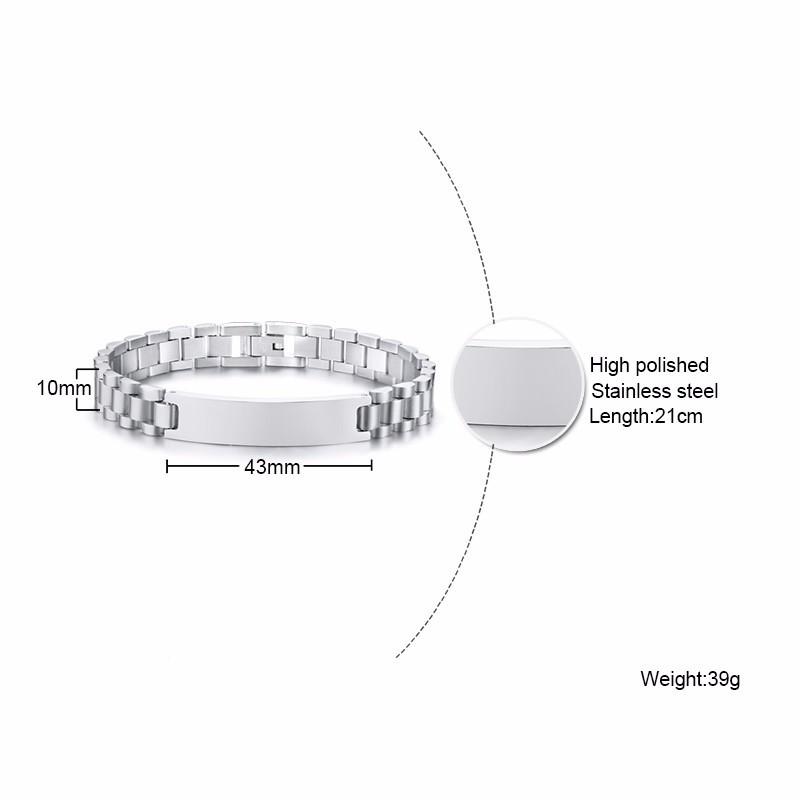 Vnox Free Personalize 10mm Stainless Steel ID Bracelets for Men Casual Male Pulseira Valentine's Day Gift for Him Drop Shipping