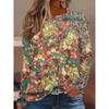 Round Neck 3D Flower Pattern Top Casual Long Sleeved Women's T-shirts - Soft Medium Stretch Polyester Fabric Spring and Autumn Relaxed Fit Clothing