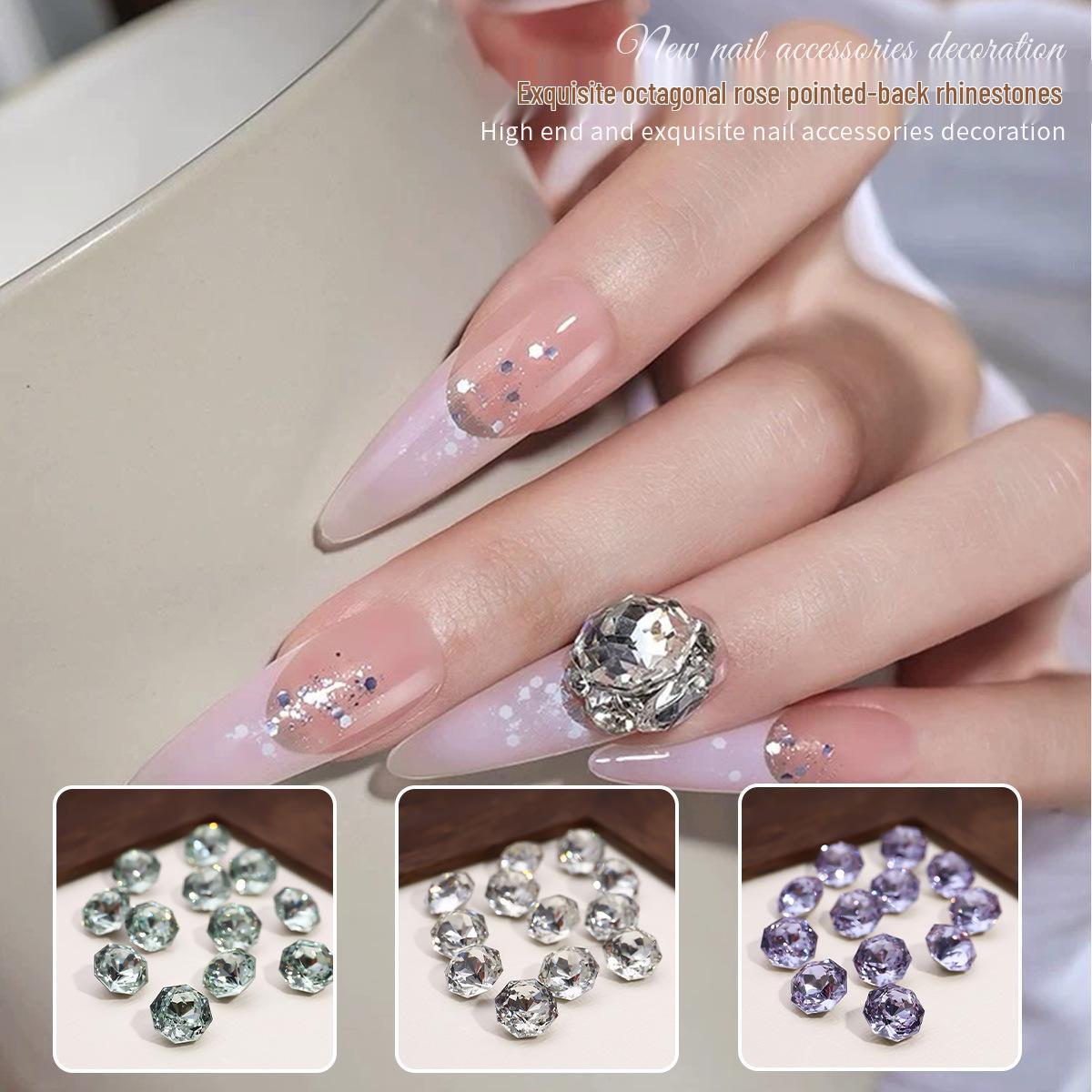 

Super Flash K9 Octagon Zircon Nail Art Rhinestones: Multi-Faceted, Irregular, and Pointed Bottom Design