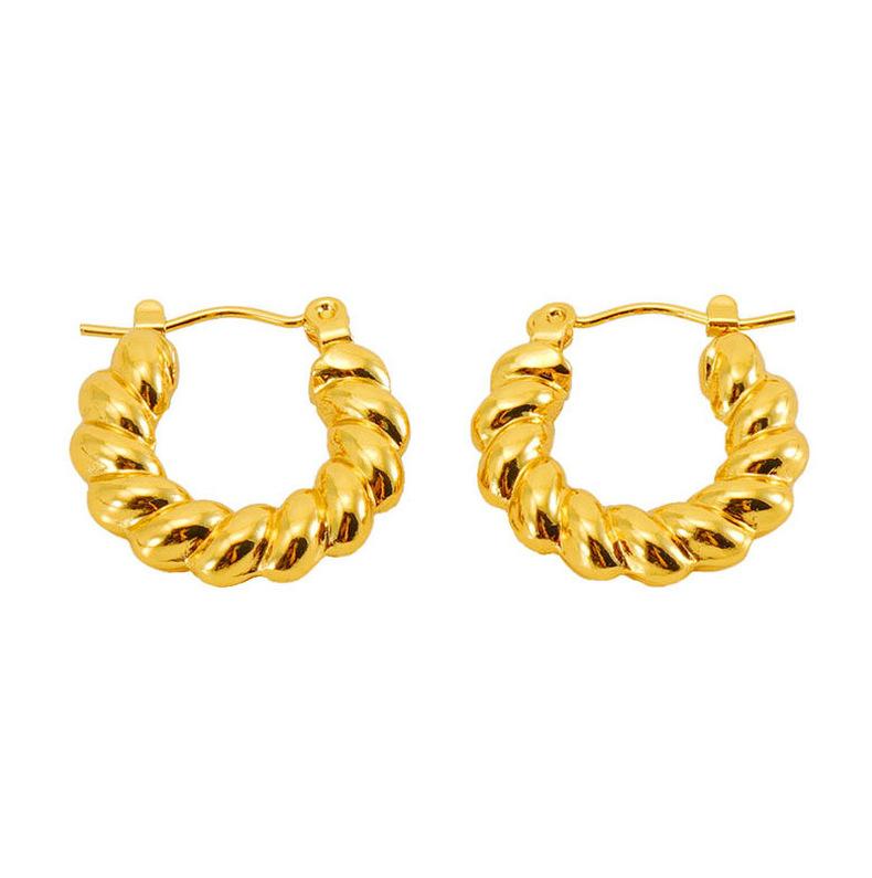Stainless Steel Hollow Screw Thread Hoop Earrings For Women Simple Temperament Earrings Jewelry Wholesale