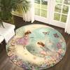 1pc Enchanted Fairy&Butterfly Round Floor Mat-Non-Slip Machine Washable 100% Polyester,Whimsical Floral Design for Living Room Bedroom Study