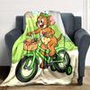 Jerry Mouse Riding Bicycle Cartoon Cute Print Flannel Blanket Soft Warm Throw Blanket for Sofa Bed Living Room