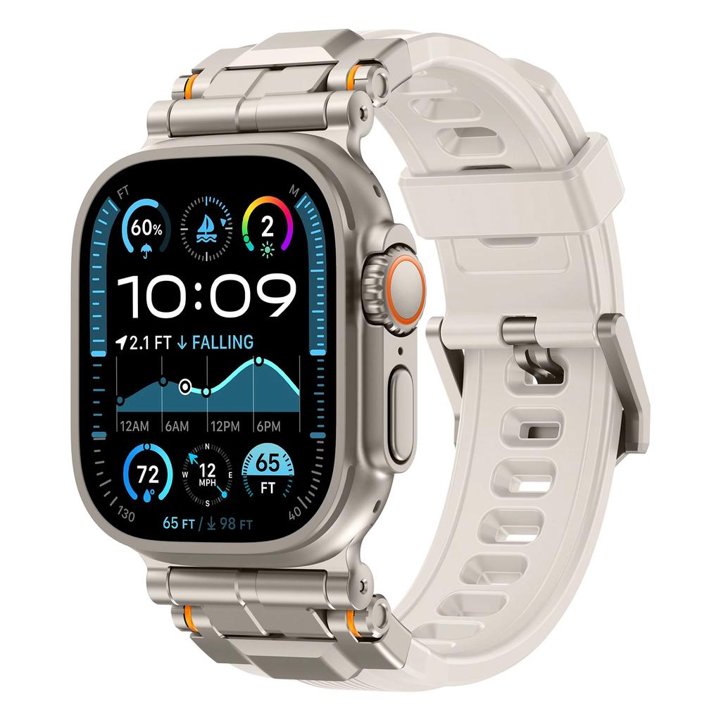 Rubber Strap for Apple Watch Ultra 2 Series 10 9 8 7 Se 6 5 Band Stainless Steel Bracelet for iWatch Ultra 49mm 10 46mm 44 45mm