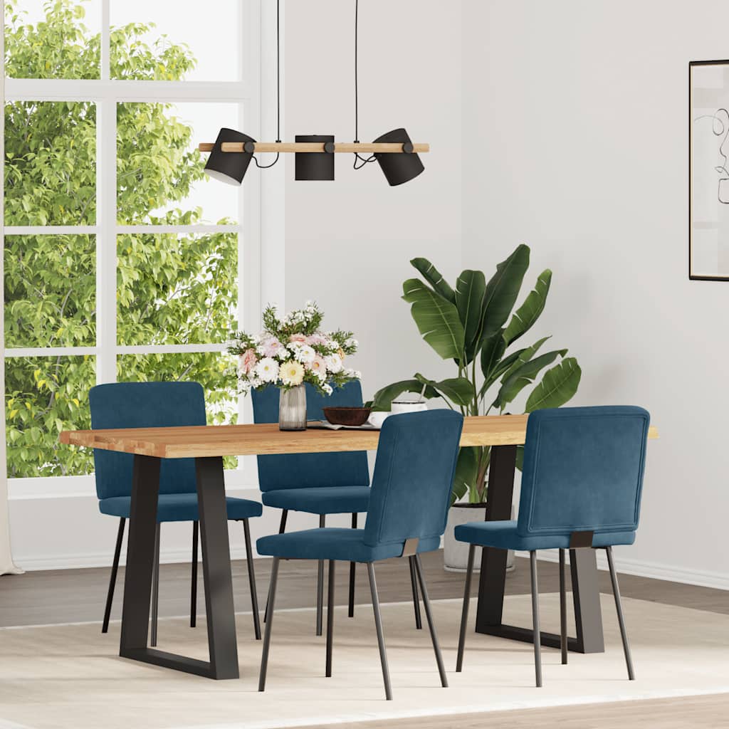 Dining Chairs 4 Pcs Blue Velvet