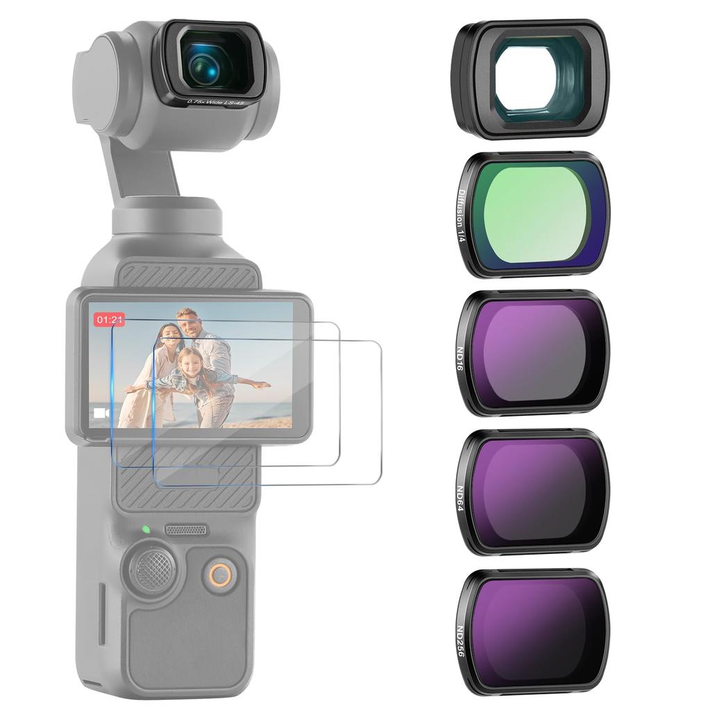 NEEWER 0.75X Wide Angle Lens Compatible with DJI OSMO Pocket 3 Creator Combo Accessories Magnetic Coated Action Camera Lens