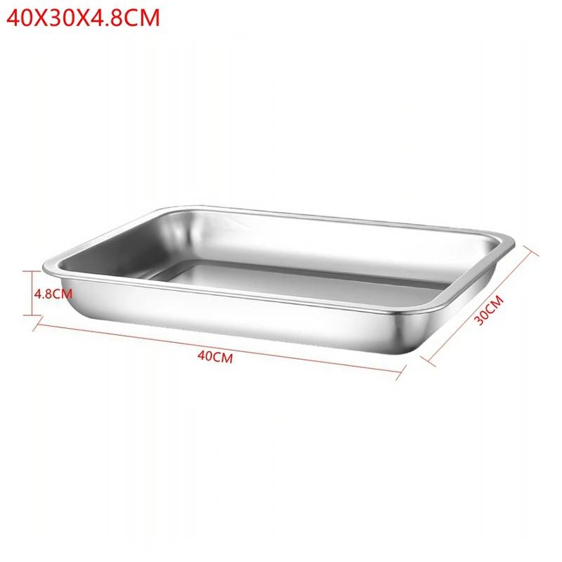 1PCS Deep Service Storage Tray Pan Stainless Steel BBQ Plates For Food Container Steamed Dishes Kitchen Pastry Baking Tools