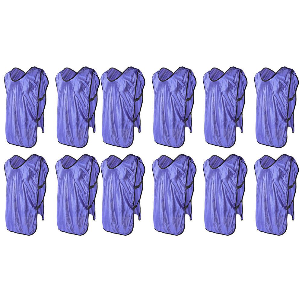 12pcs Purple Adult Training Vest Nylon Team Practice Pinnies Free Size for Football Basketball Fitness
