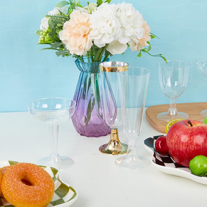 10Pcs  Plastic Champagne Flutes Disposable Clear Plastic Champagne Glasses For Parties Glitter Clear Plastic Cup Red Wine