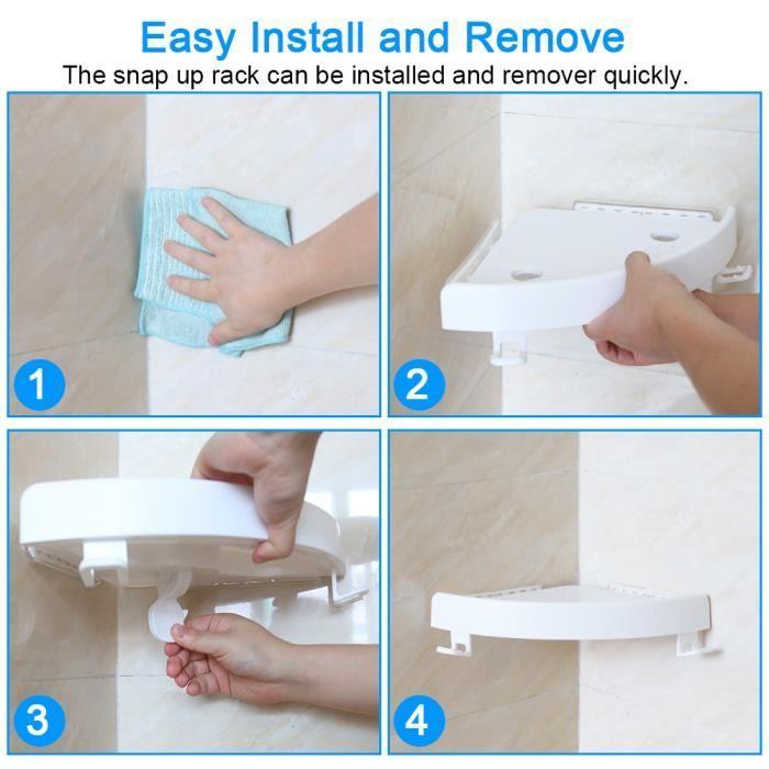 Shelf - LEMONBEST - Suction Cup Wall Mounted - Plastic - White - Bathroom