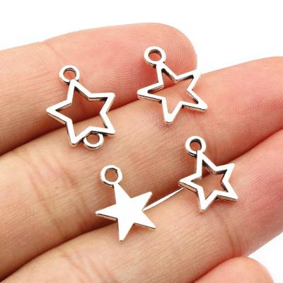100 stuks Kleine Ster Hanger Bedels Antiek Zilverkleurige Legering Metaal DIY Sieraden Maken Accessoires voor Oorbellen Armband Ketting