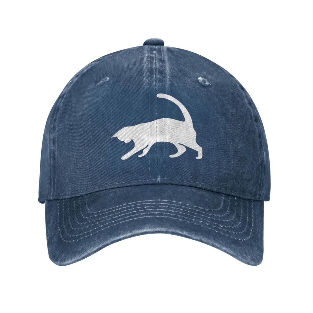 White Cat Kitten Vintage Adjustable Washed Denim Cotton Low Profile Mens Dad Trucker Hat Fitted Baseball Ball Cap for Men Unisex