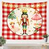 Nutcracker Christmas Tapestry Medium Red Buffalo Plaid Tapestries Cartoon Mouse Soldier Princess Tapestry Wall Hanging For Kids