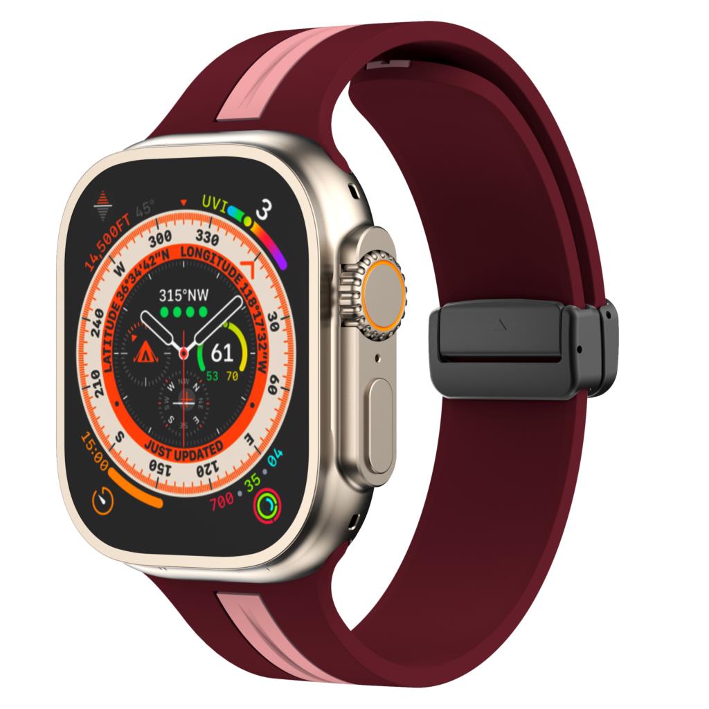 Magnetic buckle Strap For Apple Watch Ultra 2 band 49mm 44mm 40mm 45mm 41mm 38mm Silicone Bracelet iWatch series 7 3 6 5 se 8 9