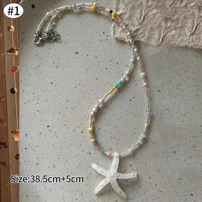Starfish Shell Necklace Beach Vacation Style Pendant Necklace for Women Fashion Collarbone Chain Summer Sweet Jewelry Gift