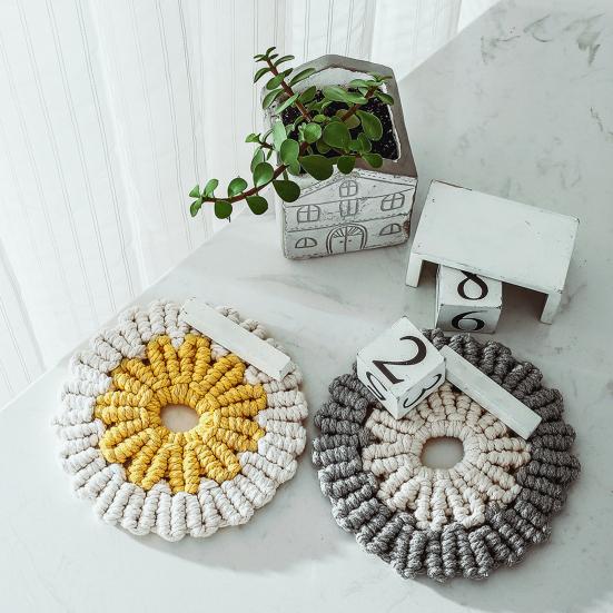 

Коврик для чаши, надежный привлекательный удобный коврик для столового стола, круглый плетеный стол, обеденный коврик, коврик для дома