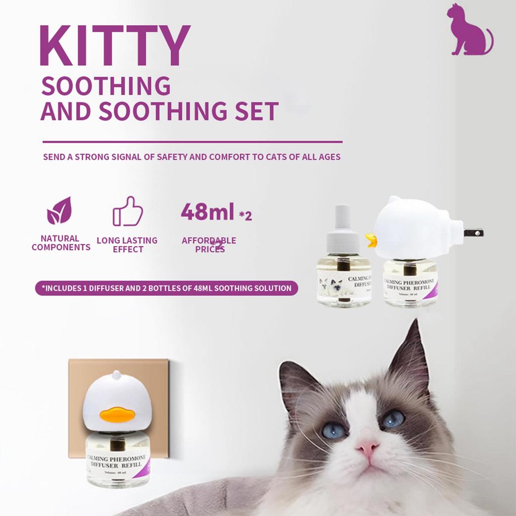 Pet Calming Diffuser, 3 In1 Pet Pheromones, Relaxing Pheromones For Pet Relief Stress Anxiety Reduce Aggression Barking, 1 Diffuser 2 Refill(48ml*2)