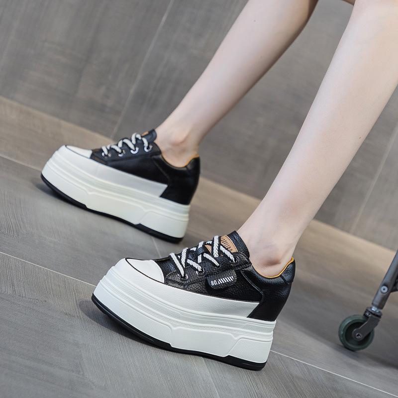 Spring, Autumn and Winter Women's Shoes New Slope Heel Muffin Thick Sole Inner Height Increase Casual Shoes Small White Shoes Short Boots Velvet