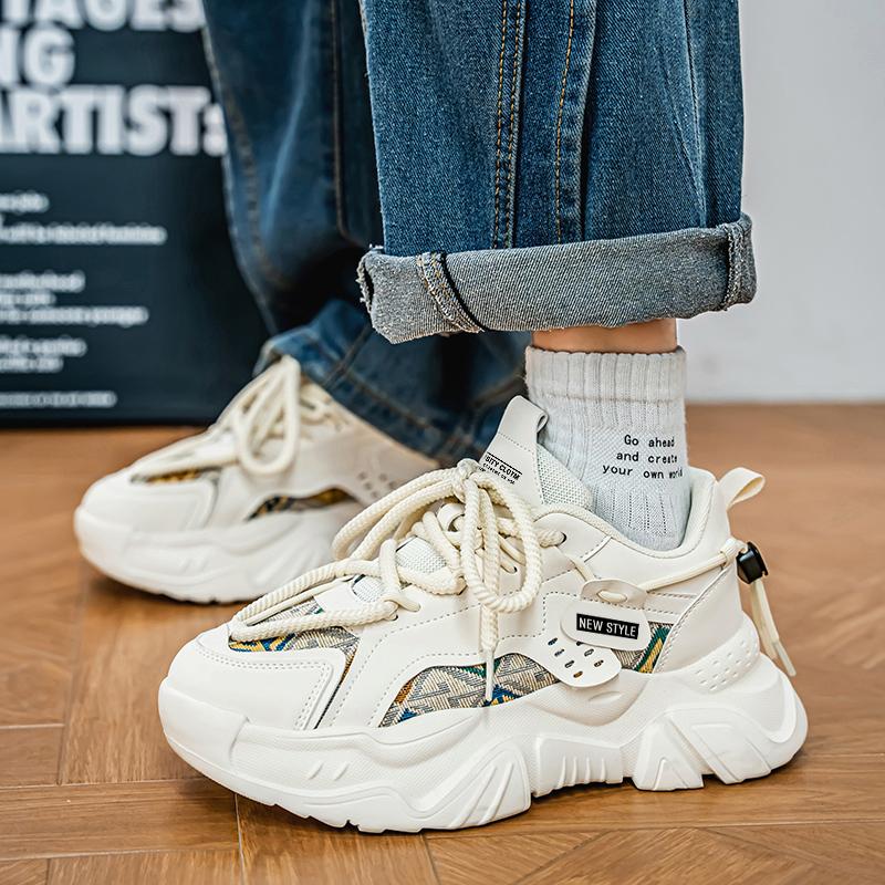 Men's Casual Sports Shoes Four Season New Thick-sole Non-slip Outdoor Running Shoes Students Soft-sole Breathable Joker Sneakers