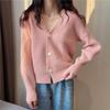 Retro simple sweater jacket women's autumn and winter new solid color loose and thin knitted cardigan top trendy