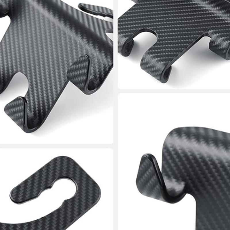 Car Seat Headrest Hook Carbon Fiber Mobile Phone Holder Vehicle Universal Holder Handbag Purse Coat Car Interior Accessories