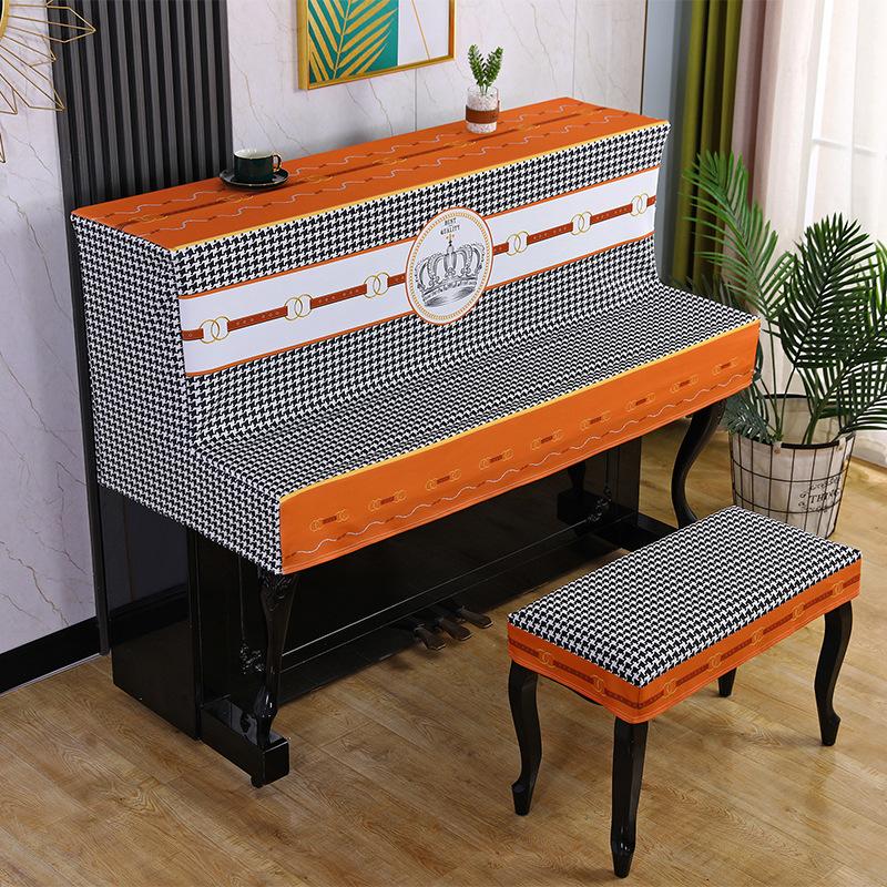Modern Electric Piano Dust Wipe Minimalist Technology Cloth Stool Cover Print Beautiful Piano Cover for Household Use