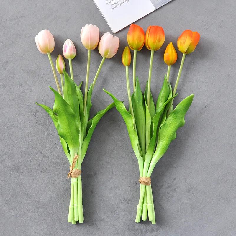 Artificial Tulip Bouquet Artificial Silicone Fake Flower Household Decoration Wedding Venue Decoration Mothers Day Present Artificial Flower