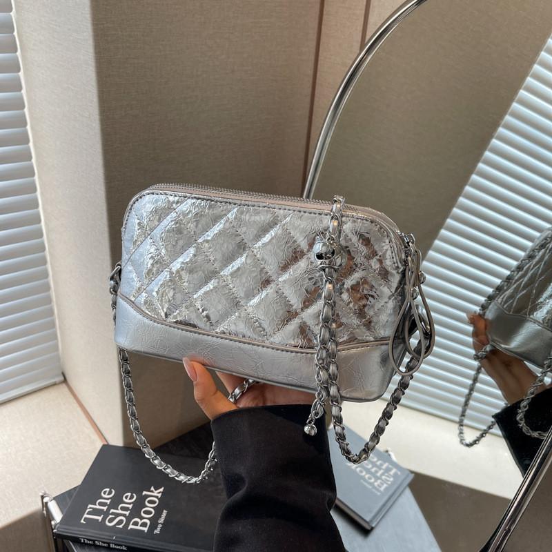 

IELGY Простая сумка-цепочка, серебряная женская сумка через плечо с бриллиантами