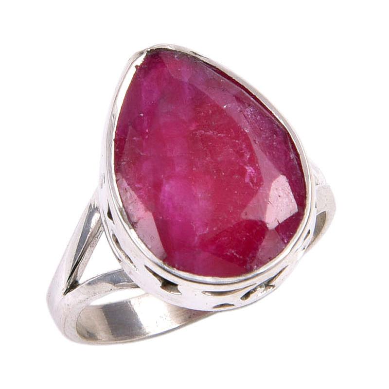 Red Ruby(Simulated) Gemstone Handmade 925 Sterling Silver Gift Ring S.7.5 l1v06