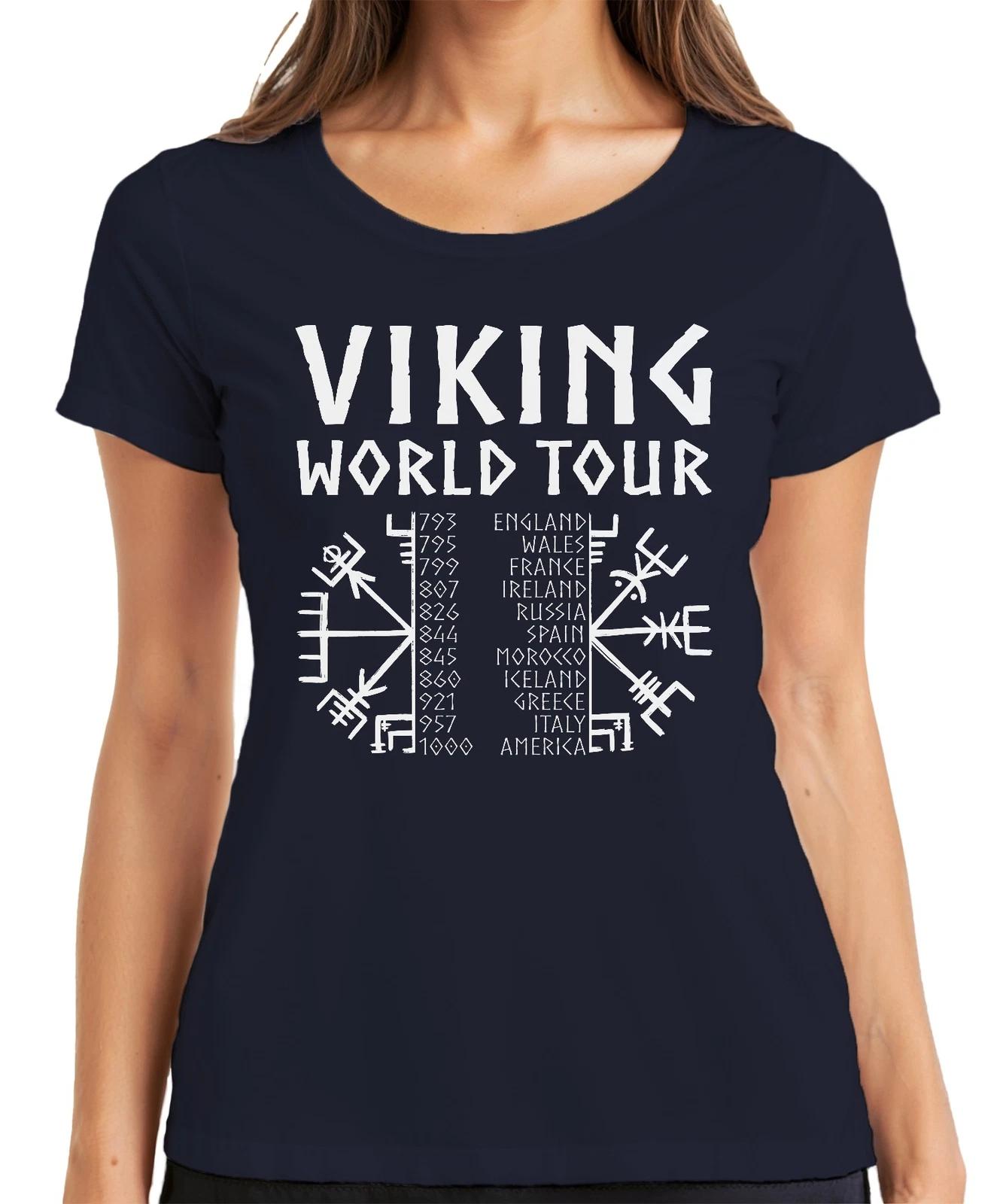 Viking World Tour Wikinger Runen Nordisch Weltreise Abenteuer Damen T-Shirt XS