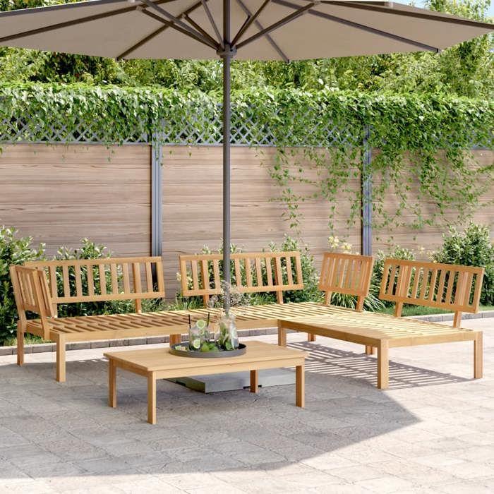 VidaXL Salon Garden Set 4 Pcs Solid Acacia Wood, Table and Chair Set, Lounge Set of 3209310
