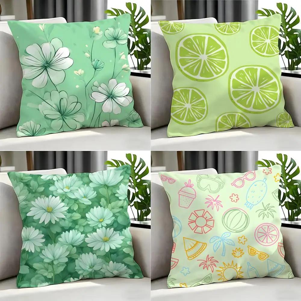 Art MMint green fresh backgrounded Cushion Cover Cushion Cover Set Pcs x x x Pillowcase Decorative Sofa Home Decor