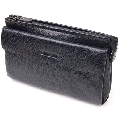 Embreagem elegante masculina feita de couro genuíno CANPELLINI 21551 Preto