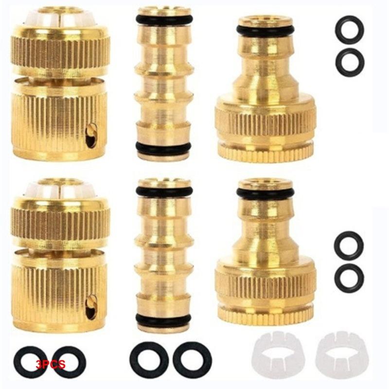 Strong Brass Hose Adapters Universal Quick Connection Couplers for Faucets Garden Hoses & Washing Machine Tubes