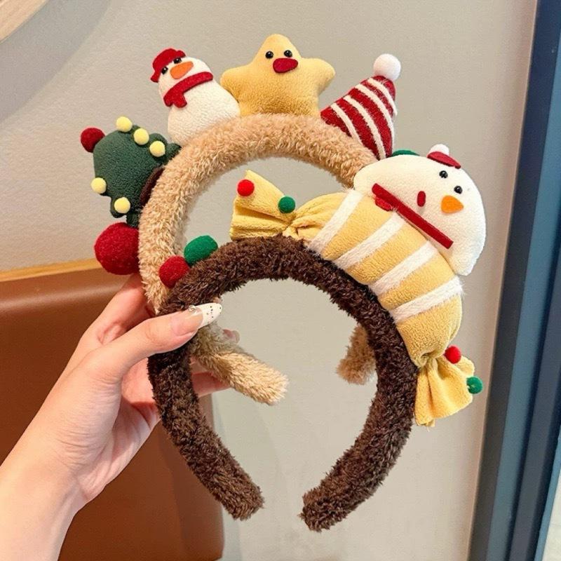 Cute Christmas headpiece candy snowman plush face wash headband Christmas cartoon headband hair accessory hair clip female