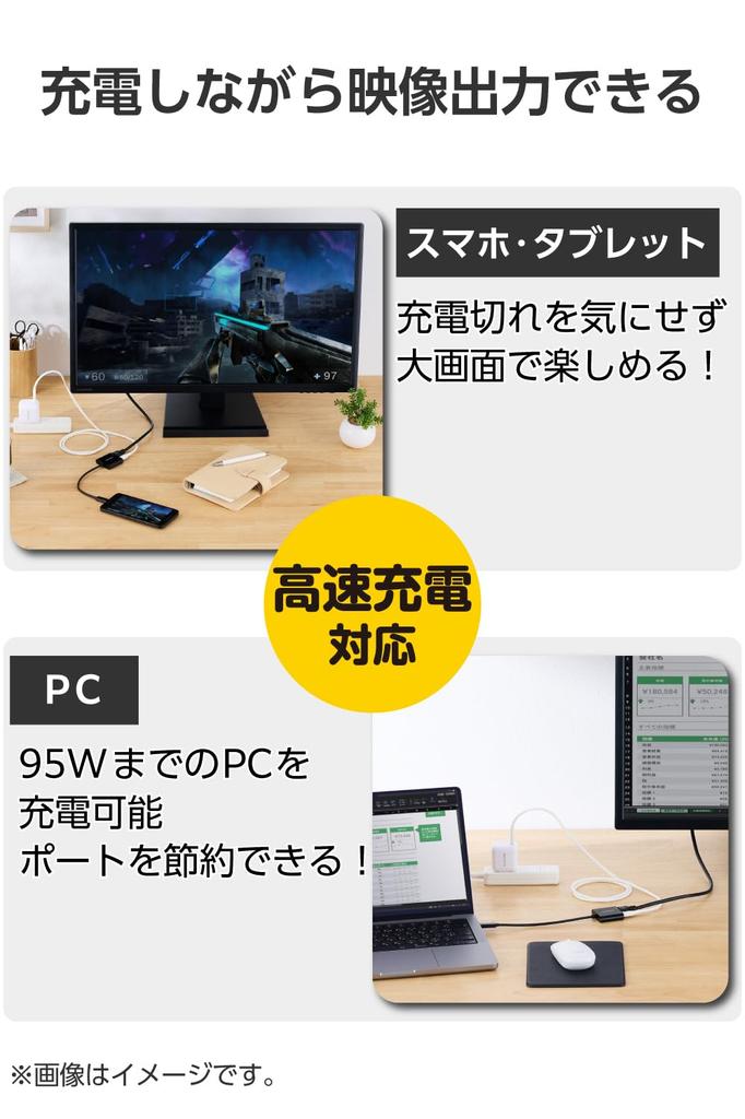 Elecom USB HDMI konverzní adaptér 100W PD kompatibilní režim při nabíjení napájení nebo nastavení stříbrný Type-C 4K/60Hz rozšířit/duplikovat [Ne
