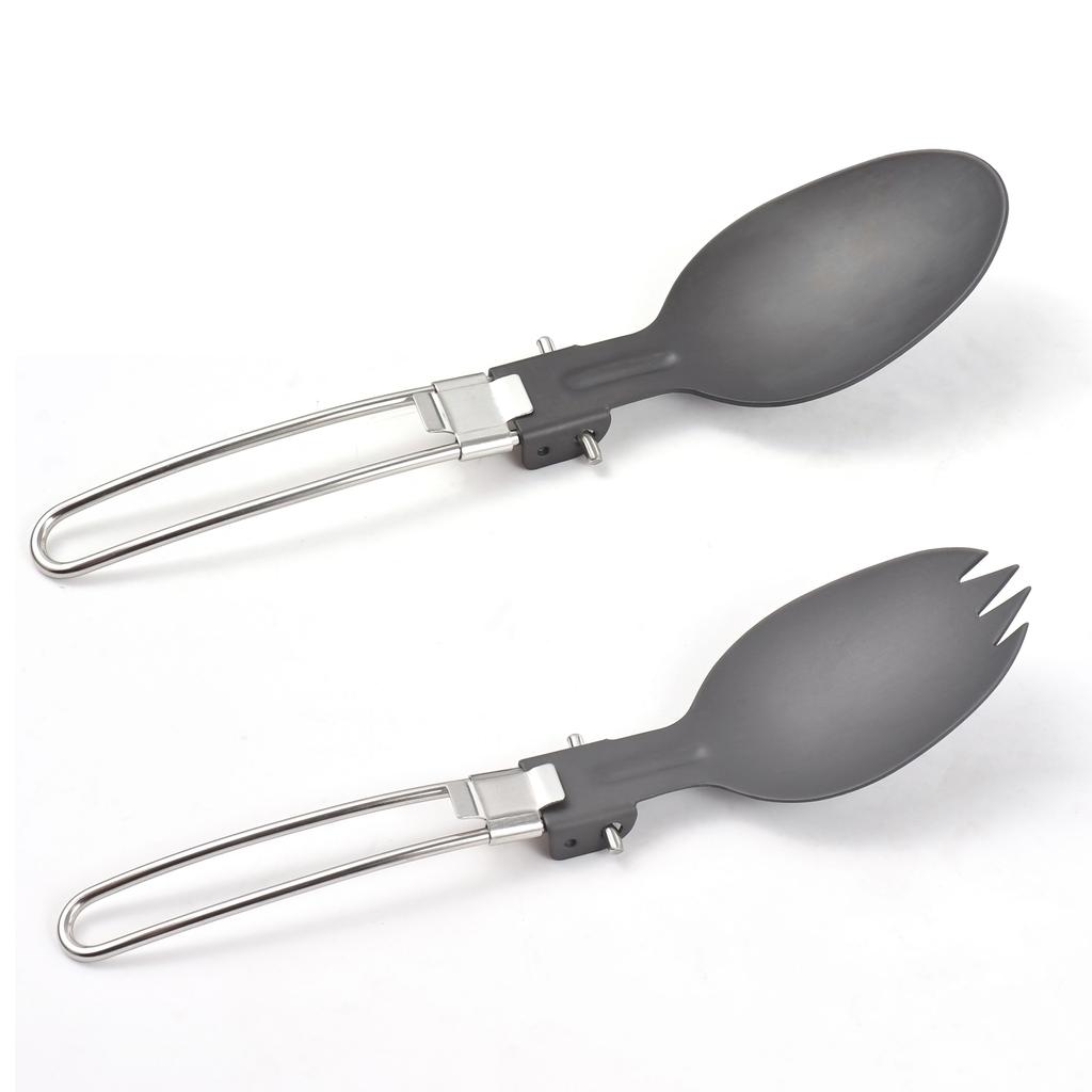 Aluminiowa Składana Łyżka i Łyżkowidelec Składany Zestaw Przyborów Kempingowych na Kemping Piesze Wycieczki