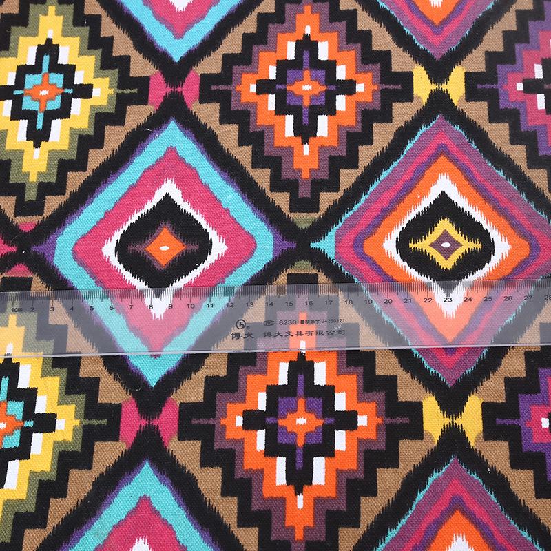 Ethnic Style Rainbow Striped Cotton Canvas Fabric for Curtains, Sofa Covers, Tablecloths