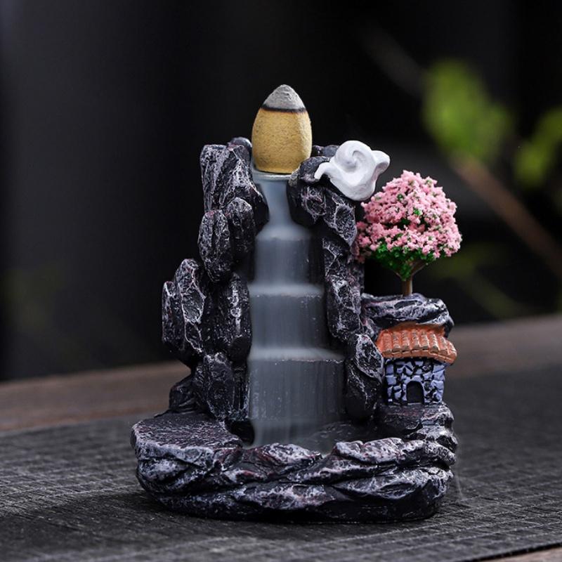 Weihrauchbrenner, Berge, Fluss, Wasserfall, Duft, Kamin, Rückfluss, Aroma, Rauch, Zen, Räuchergefäß, Halter, Dekoration für Zuhause