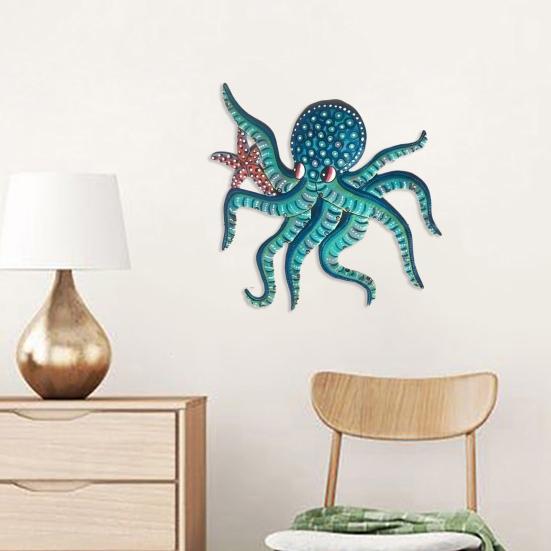 Holz Oktopus Wanddekoration See Strandhaus Badezimmer Ozean Wandkunst Küsten Nautisch Meerestier Hängendes Ornament