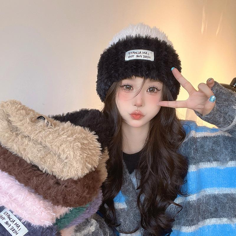 

New Winter Hat for Women s Big Head Circumference Plus Wool Buckle Versatile Face Showing Small Knitted Hat Warm Plush Cold Hat Trendy average size