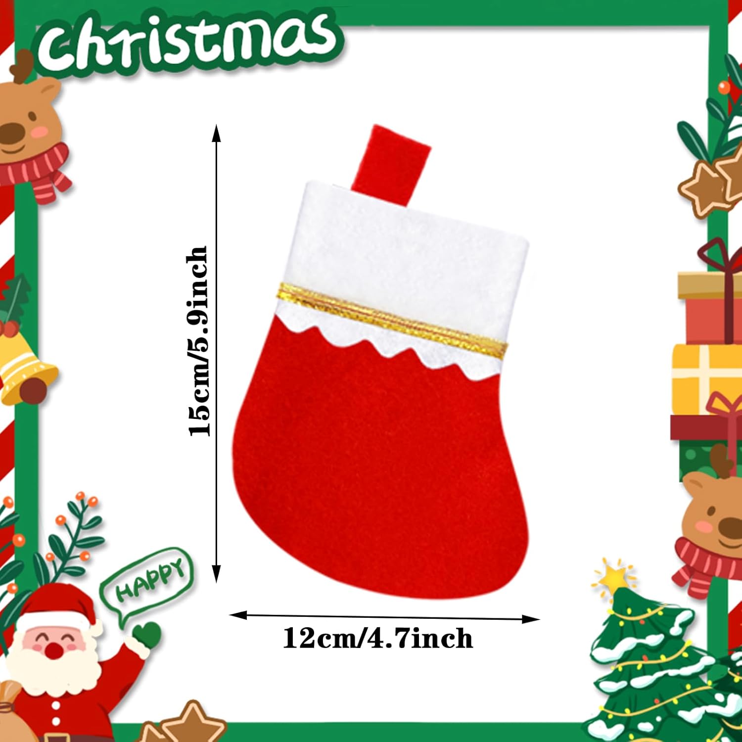 

30 Pack 5.9 Christmas Mini Stockings, Snowflake Decor & Candy Pouches for Tree, Table, Party 0.6M