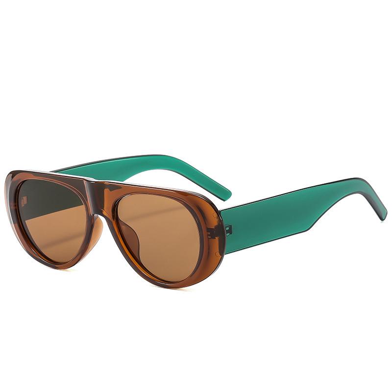 Vintage Big Frame Ellipse Women Square Sunglasses Brand Black Round Cool Men Sunglasses One Piece Designer Pilot Sun Glasses