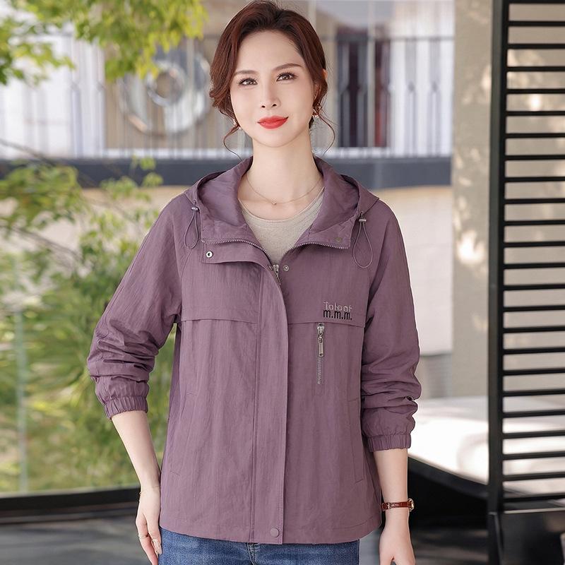 

Mom s 2026 Spring Hooded Jacket: Fashionable, Stylish Casual Top for Middle-Aged and Elderly Women 2XL for 135-150 kg мальвовый