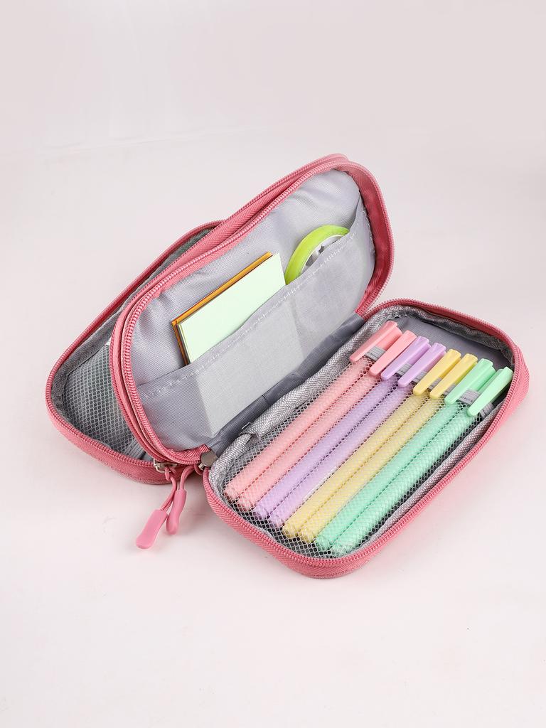 Single/Double Pencil Case Basic Style Large-Capacity Pencil Case Back-To-School Gift For Friends Stationery Box Pencil Case