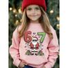 Unisex Kids Black Crewneck Sweatshirt For 4-12 Boys Girls Cool Santa Sunglasses Number 67 Balloon Gift Box Christmas Print Soft Long Sleeve Pullover