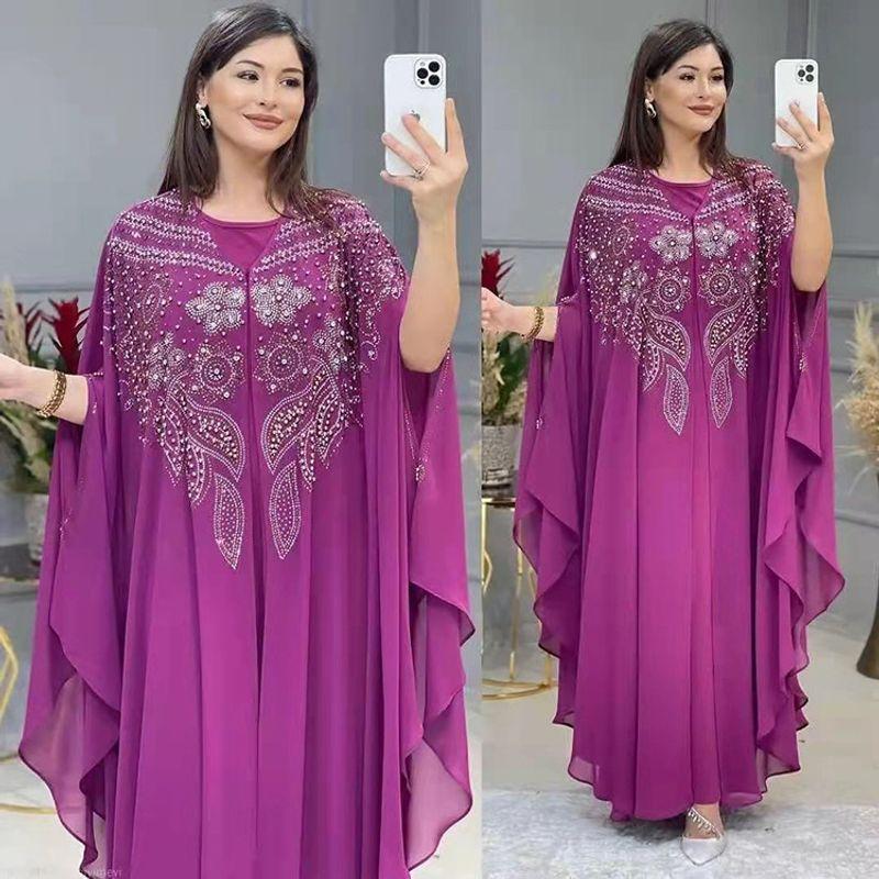 Indonesia Middle East Amazon Robe Europe and America Cross Border Length Dress New Arrival Gown Plus Size Sequin Embroider Dress