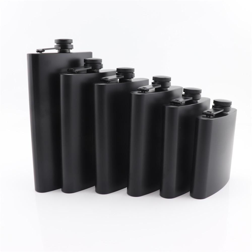 Matte Black Hip Flasks Stainless Steel Liquor Flask for Outdoor Travel Camping Wedding Party 6 7 8 9 10 12 Oz