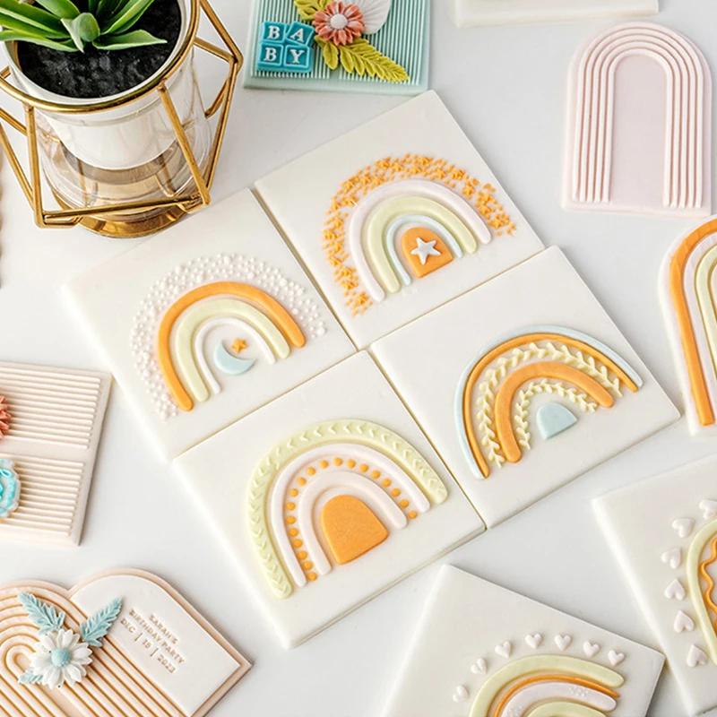 Boho Arch Rainbow Cookie Cutter Mold Bohemian Arched Cake Decorating Tool Birthday Wedding Baby Shower Biscuit Stamp for Baking