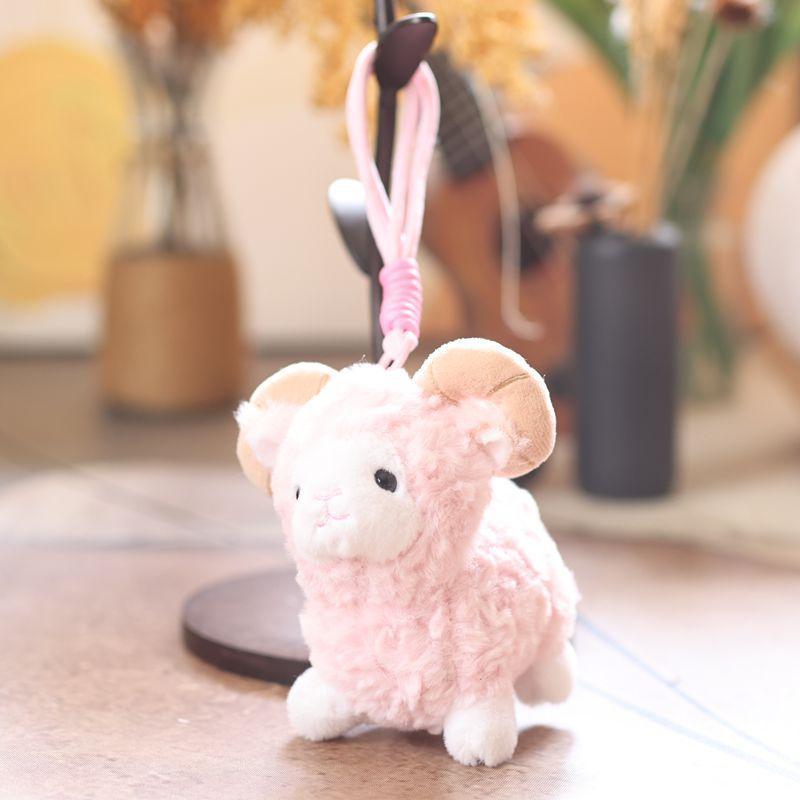 Cute Mini Fluffy Sheep Plush Keychain Soft Fuzzy Skin-Friendly Bag Pendant for Backpack Decor Birthday Gifts for Kids Girls
